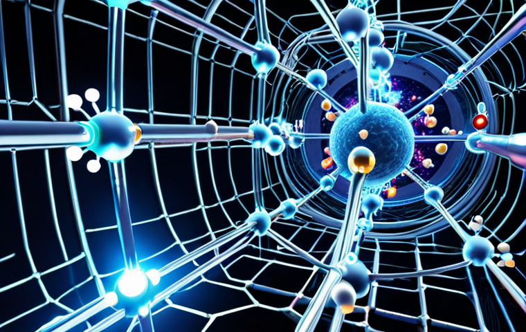 **Quantum Molecular Precision:** "A futuristic laboratory scene featuring a quantum computer precisely simulating complex molecular structures. Intricate glowing lines representing quantum entanglement and superposition connect a central molecule, illustrating atomic-level accuracy. The environment is high-tech, clean, with subtle volumetric lighting, conveying scientific breakthrough and advanced discovery."