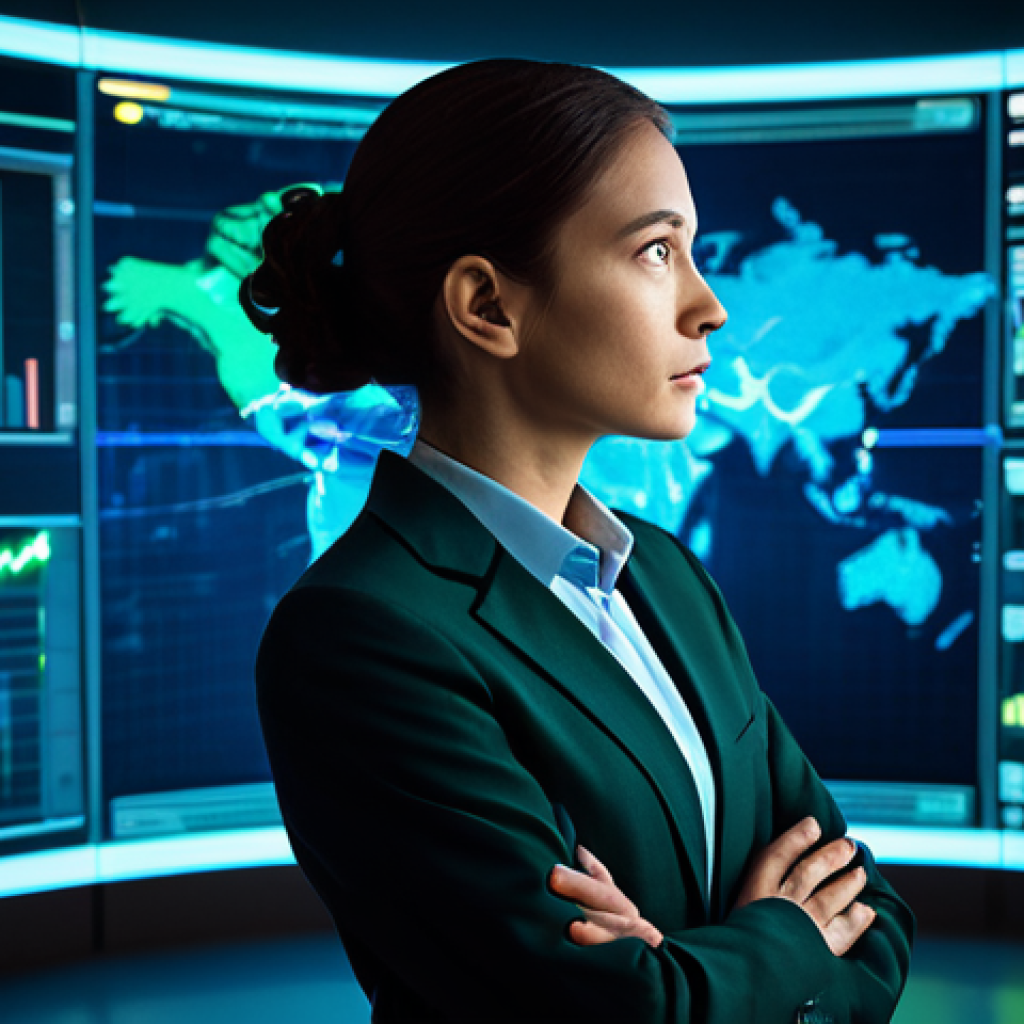 A professional cybersecurity expert, fully clothed in a modest business suit, stands contemplatively before a large, glowing, abstract digital network interface in a futuristic control room. The interface displays complex, interconnected data streams, representing current global financial and privacy security. Subtle, high-tech visual distortions or energy ripples hint at an impending quantum challenge to the system's integrity, but the system appears robust and active. Professional setting, advanced technology, cool blue and green lighting. Safe for work, appropriate content, fully clothed, professional, perfect anatomy, correct proportions, natural pose, well-formed hands, proper finger count, natural body proportions, high quality professional photography.