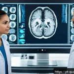 Home 19 양자컴퓨터와 산업 변화 - A modern Brazilian hospital scene showcasing advanced quantum computing technology in medical diagno...