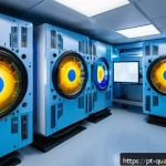 Home 18 양자컴퓨터의 효율성 개선 방안 - A detailed futuristic laboratory scene in Brazil focused on quantum computing research, featuring di...