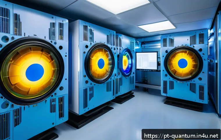 양자컴퓨터의 효율성 개선 방안 - A detailed futuristic laboratory scene in Brazil focused on quantum computing research, featuring di...