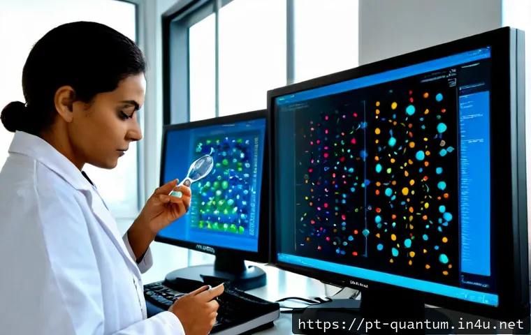 Home 17 양자화학의 실용화 - Photorealistic quantum chemistry research lab in São Paulo, Brazilian scientist in a white lab coat ...