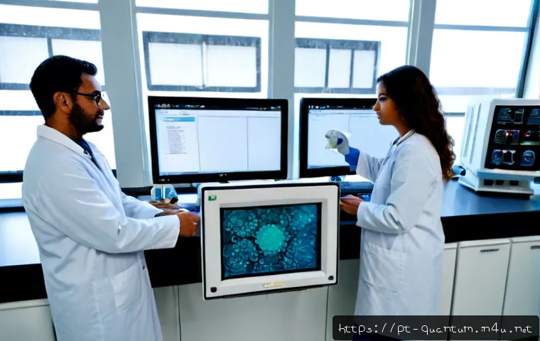 양자화학의 산업 응용 - Photorealistic industrial pharmaceutical laboratory in Portugal, a diverse team of scientists in cle...