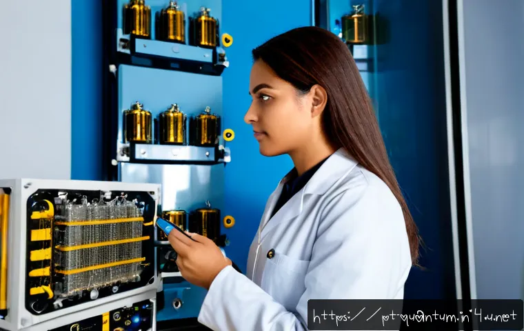 양자컴퓨터 기술의 실용화 - Photorealistic quantum computing laboratory in São Paulo, Brazil, a Brazilian female engineer in a c...